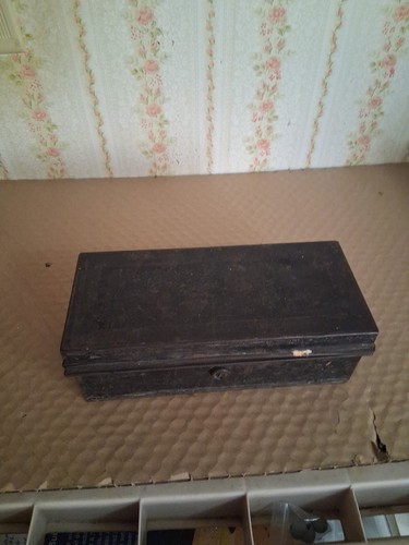 Antique tin box for deeds - antique, cash