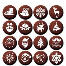 16Pcs Coffee Stencil Latte Cappuccino Decor Stencils Cake Cookie Art Baking Mold