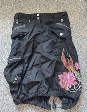 Black y2k cargo parachute midi