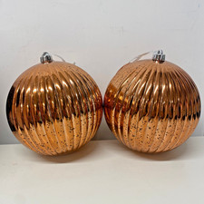 Giant Baubles Copper Bronze Pack Of 2 or 4  20cm Enchanted  Xmas Baubles 200mm