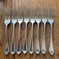 8 Vintage Mappin & Webb Silver Plated Dessert Table Forks - Pembury - 7”