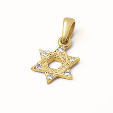 14К White or Yellow Gold Star of David Necklace with 6 Diamonds Judaica Gift