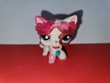 Littlest Pet Shop #2291 Authentic White Pink Glitter Shorthair Kitty cat LPS