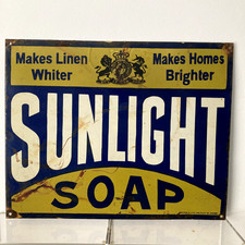 Sunlight Soap Porcelain Enamel Steel Advertising Sign 20"x16"