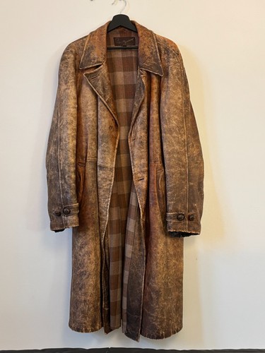 Antique 30s 40s leather trench - leather,