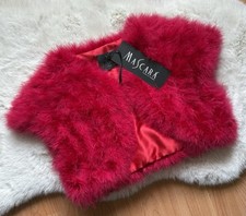 Mascara Real Feather Shrug Cape Bolero In Red Size Aprox S/M BNWT
