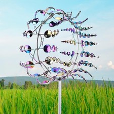 Magical Metal Windmill Wind Spinners Sculpture Catcher Outdoor Garden Steady