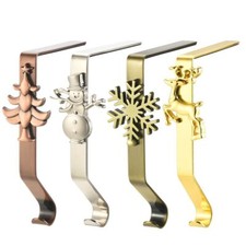 Metal Xmas Stocking Hangers Non-Slip Christmas Fireplace Hooks Stocking Hooks