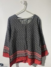 MASAI Clothing Daiva Blouse Shirt Tunic Top Black White Red Size Medium *damaged
