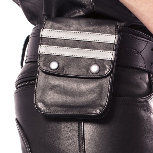 Grey leather wallet - leather, pouch