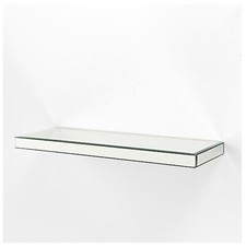 Silver Mirrored Glass Shelves Floating Wall Shelf Display Ladges Storage 60x15x5