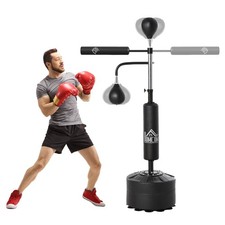 HOMCOM 4-in-1 Punching Bag with 2 Speedballs, Reflex Bar, Black