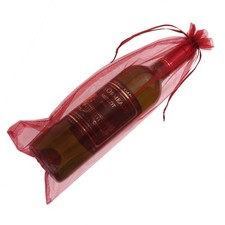 10pcs Sheer Organza Wine Bottle Cover Wrap Gift Bags (Wine Red)
