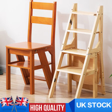 Folding 4 Steps Ladder Stool Chair Portable Library Ladder Shelf Convertible