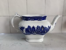 Antique Britannia Pottery Ceramic Teapot Blue White