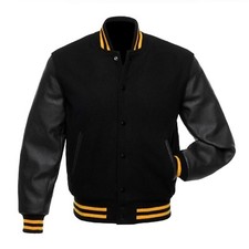 Black Wool Varsity Letterman