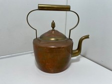 Copper Tea Kettle Brass Handle Spout Vintage Collectable