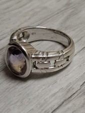 Vintage Sterling Silver Amethyst Gemstone Ring Size N