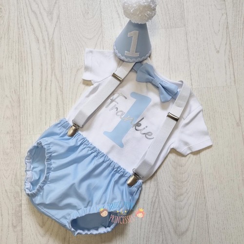 Blue and white personalised