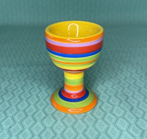 Rainbow striped ceramic egg - striped,