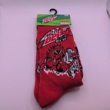 Mountain Dew Code Red Soda Crew Socks Adult Teen Men 6-12 Shoe Size Novelty 