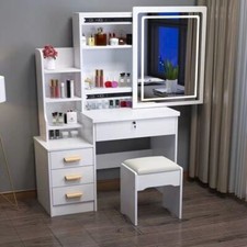 Dressing Table With Drawers Mirror Stool Set Makeup Desk Vanity Table Bedroom
