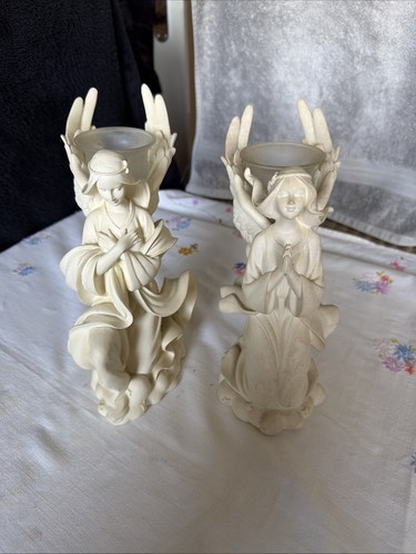 Pair angels with tea light - pair, of