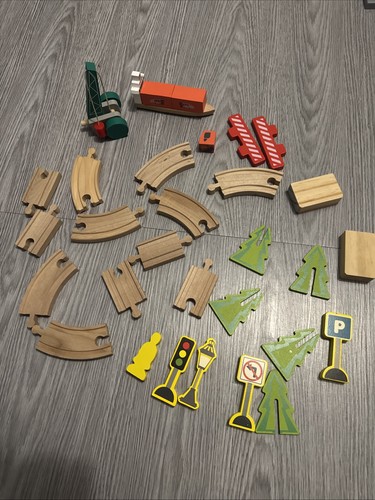 Wooden train track set pieces - wooden,