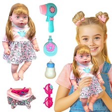 Lifelike Reborn Baby Doll Soft Alive Real Sound Make Up Accessories Clothes Set