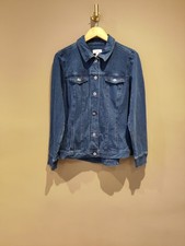 QVC Denim & Co. Comfy Denim Style Jacket with Collar Blue Size Medium  RRP £49