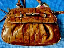 Vintage 1990s Jane Shilton Genuine Crocodile effect Leather Shoulder Bag. New