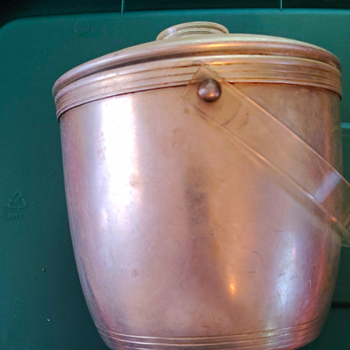 Silver metal ice bucket lid - silver,