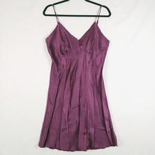 Victorias Secret 100% Silk Chemise Slip Womens Large Slip Dress Purple Vtg Y2K