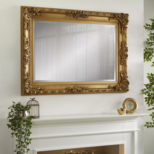 Rectangular wall mirror carved - wall,