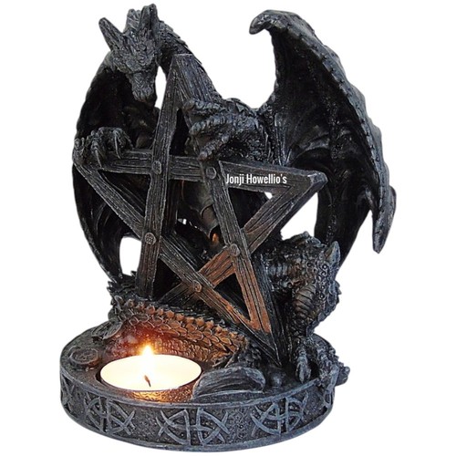 Dragon pentagram candle holder - dragon,