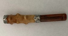 Antique Silver Meerschaum And Amber Cheroot Holder