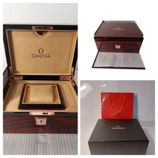 Omega authentic satin finish presentation box with red travel box