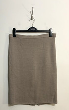 Luisa Spagnoli Pencil Skirt Size 44 UK 12 Beige Brown Wool Elasticated Waist