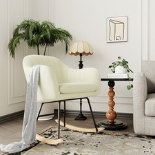 Nursery Rocking Chair 158 kg Capacity Teddy Fabric Glider Rocker Chair