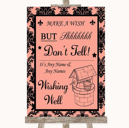 Coral damask wishing well - coral,