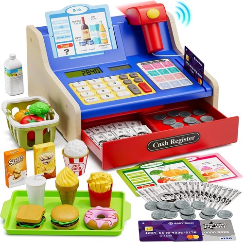 Wooden cash register - cash, kids