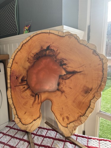 Yew wood resin cookie side - &,
