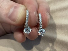 2.0 Carat Lab Created Diamond Round Cut Drop Hoop Earrings Platinum Plated 925