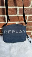 REPLAY Women’s Denim CrossBody Messenger Bag Logo Diamante Designer Handbag New