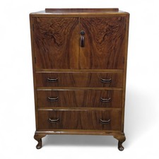 Antique Walnut Linen Cabinet /
