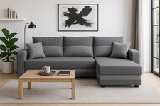 Convertible L-Shaped universal corner sofa bed JUMBO with storage Grey UK Stock