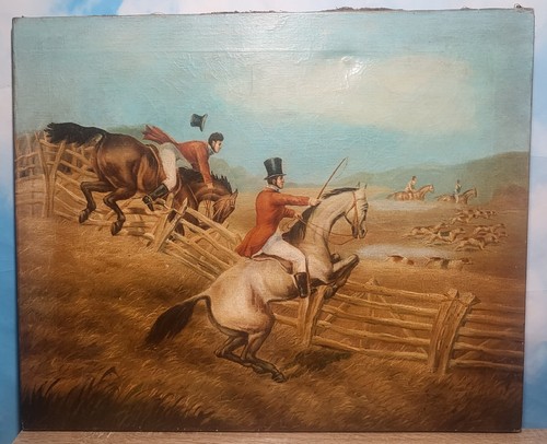 Antique oil painting fox - oil,