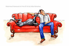 Greyhound Whippet Lurcher art print painting poster - Mounting Options Available