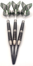 22g Tungsten Darts - Black Ringed Dart Barrels, Stems + Pentathlon Dart flights