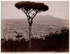 Italie, Napoli, panorama dal Vomero Vintage Albumen Print, Photo. Emilio De Luca